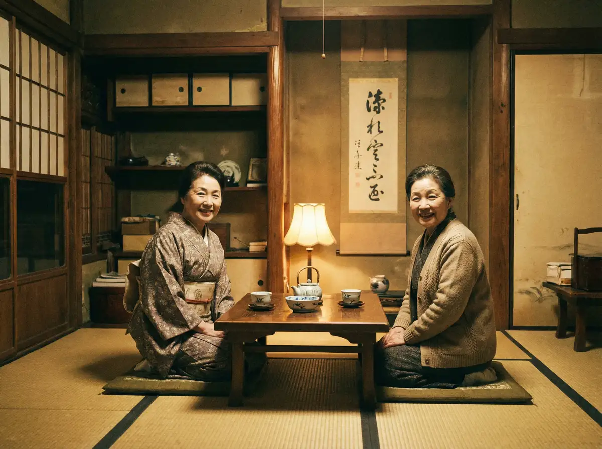 两位优雅的 涩涩屋 - 高清福利视频在线 | 免费涩涩屋视频每日更新 在日式茶室中品茶交谈